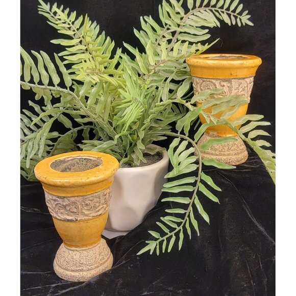 Vintage Chalice Candle Holders with a Greek Key Pattern - Picture 13 of 16